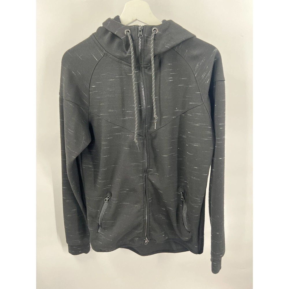 John H Women's L Large Black Hoodie Sweatshirt Full Zip
